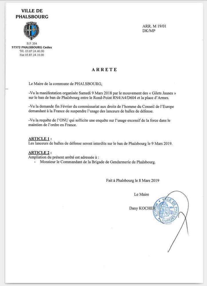 Arrêté municipal LBD40