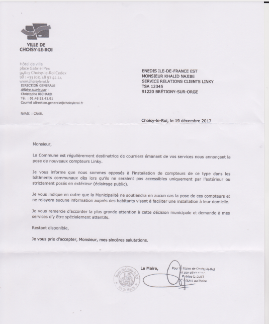 LETTRE DE DIDIER GUILLAUME À ENEDIS - 2017