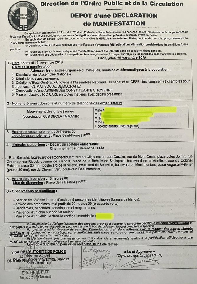 Doc officiel - depot declaration manifestation