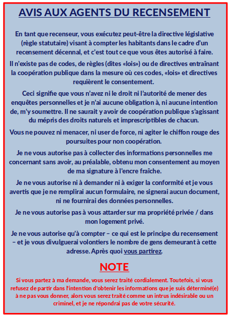Avis aux agents du recensement