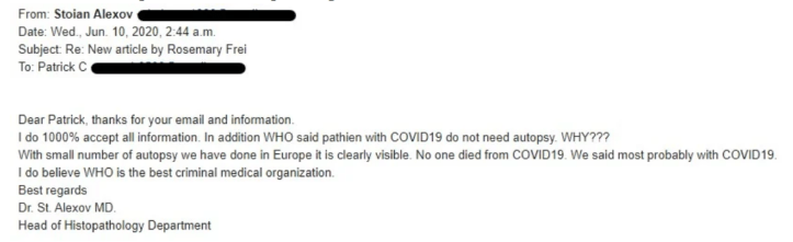 Courriel de Stoian Aleksov